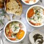 Smoked salmon and sour cream baked eggs