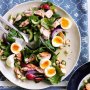Smoked salmon & chickpea salad with soft eggs