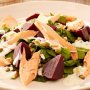 Smoked trout with spinach and beetroot salad