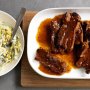 Smoky barbecue pork ribs with cabbage & corn slaw