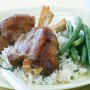Soy and sherry lamb shanks with garlic rice