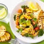 Spice-rubbed fish with zucchini and pear salad
