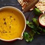 Spiced carrot soup with ginger raita