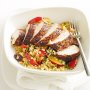 Spiced chicken with couscous and plum salad