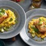 Spiced fish with coriander creamed corn