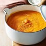 Spicy sweet potato soup with chilli coriander cream