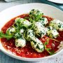 Spinach and ricotta gnocchi with chilli tomato sauce