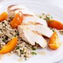 Spring apricot chicken with barley salad