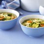 Spring vegetable soup with ravioli