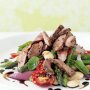 Steak with asparagus, butter bean & tomato salad
