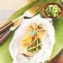 Steamed fish with ginger, coriander and kaffir lime