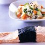 Steamed ocean trout with sushi salad (low-fat)