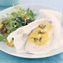 Steamed perch with orange and date salad