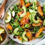 Sticky pumpkin, cranberry and rocket salad