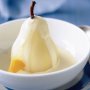 Stirred custard with orange and vanilla poached pears