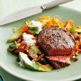 Sumac steaks with carrot and avocado salad