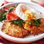 Swede hash browns with poached eggs