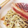 Sweet soy tuna with green tea noodles