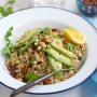 Toasted brown rice salad with spiced almonds and avocado