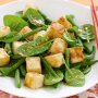 Tofu, green bean & spinach salad with miso dressing
