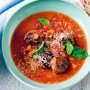 Tomato and bean soup with beef and parmesan meatballs