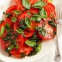 Tomato salad with basil oil dressing
