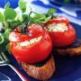 Tomatoes stuffed with goats cheese (vegetarian)