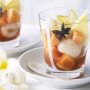 Tropical fruit salad with spiced guava syrup