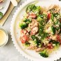 Tuna and broccoli salad with hummus dressing