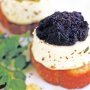 Two goats cheeses with tapenade
