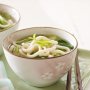 Udon noodle soup with Asian greens
