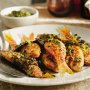 Vine-wrapped fish with fennel and sauce verde