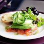 Vodka-cured salmon salad with sweet mustard dressing