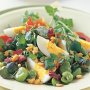 Warm bean, egg, pine nut & prosciutto salad