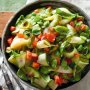 Warm zucchini and broad bean salad