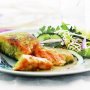 Wasabi-coated salmon with cucumber salad
