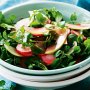 Watercress salad with pickled radish and green apple