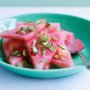 Watermelon salad with glace ginger syrup