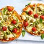 Zucchini, tomato and bocconcini pizza