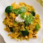 Spiced quinoa pilaf with corn and broccoli