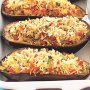 Spicy rice-filled eggplant