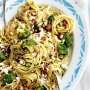 Broccoli, green chilli and smoked almond spaghetti