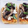 Eggplant and olive pizzas