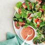 Green leaf salad with strawberry balsamic vinaigrette