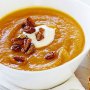 Pumpkin soup with maple pecans