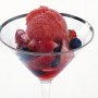 Strawberry liqueur sorbet with strawberry salad