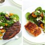 Paprika rubbed steak/fish with roast pumpkin salad