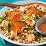 Sticky miso pumpkin salad with roasted chilli almonds