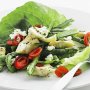 Asparagus, artichoke and grape tomato salad with cottage cheese