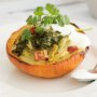 Baby pumpkins stuffed with coconut vegetables
